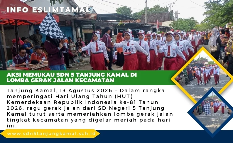 Aksi Memukau SDN 5 Tanjung Kamal di Lomba Gerak Jalan Kecamatan