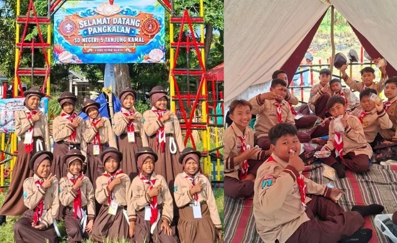 Pramuka SDN 5 Tanjung Kamal Tampil Antusias di Jambore Mangaran