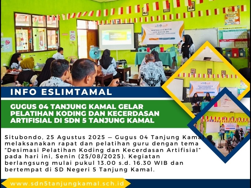 Gugus 04 Tanjung Kamal Gelar Pelatihan Koding dan Kecerdasan Artifisial di SDN 5 Tanjung Kamal