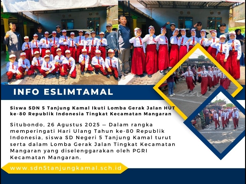 Siswa SDN 5 Tanjung Kamal Ikuti Lomba Gerak Jalan HUT ke-80 Republik Indonesia Tingkat Kecamatan Mangaran