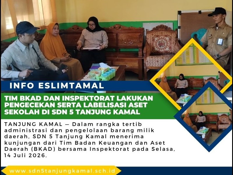Tim BKAD dan Inspektorat Lakukan Pengecekan serta Labelisasi Aset Sekolah di SDN 5 Tanjung Kamal